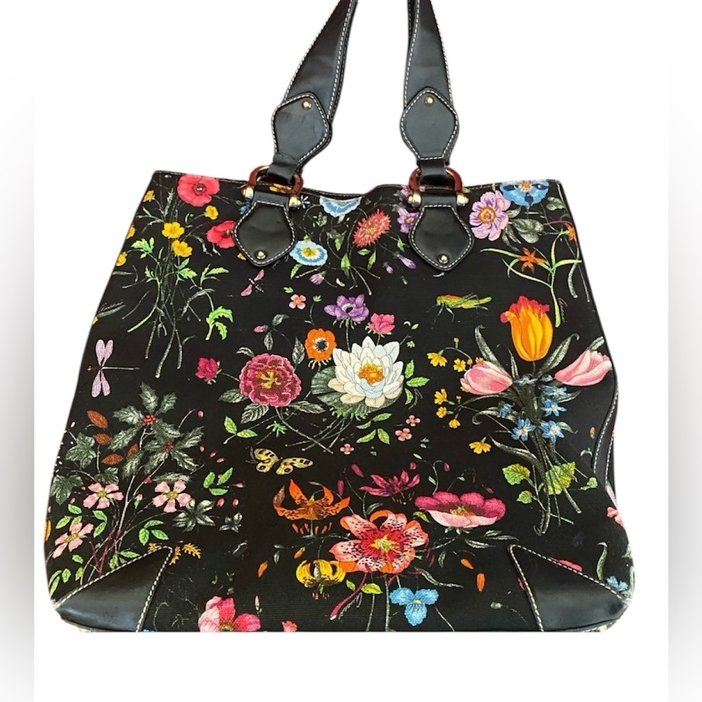 Authentic Gucci Floral Black Tote Bag